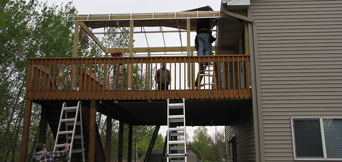 construction of a residential awning over a deck